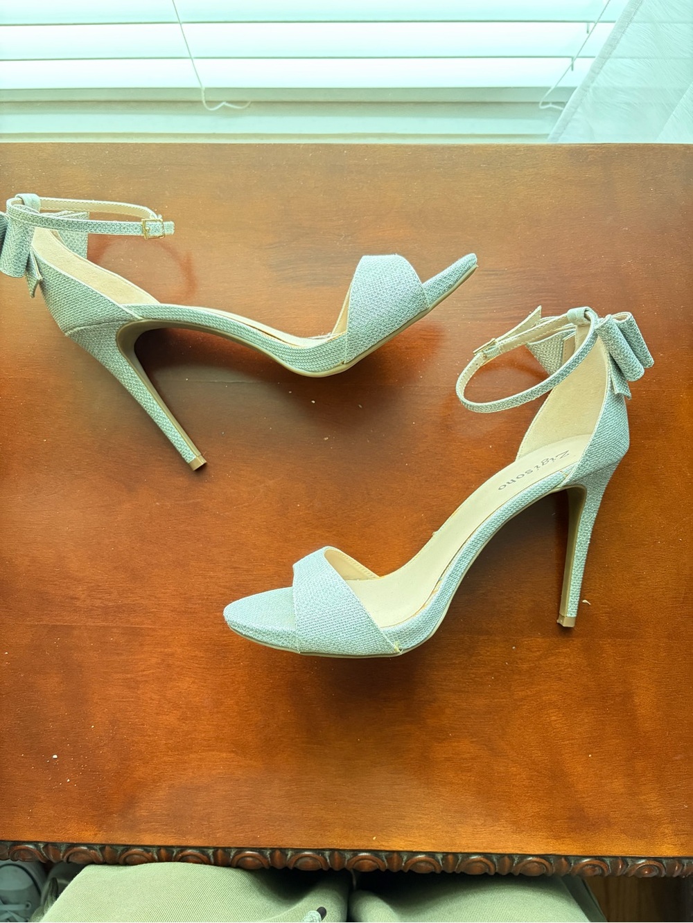 Zigi Soho Pale Gray Ankle-Strap Stiletto Sandals